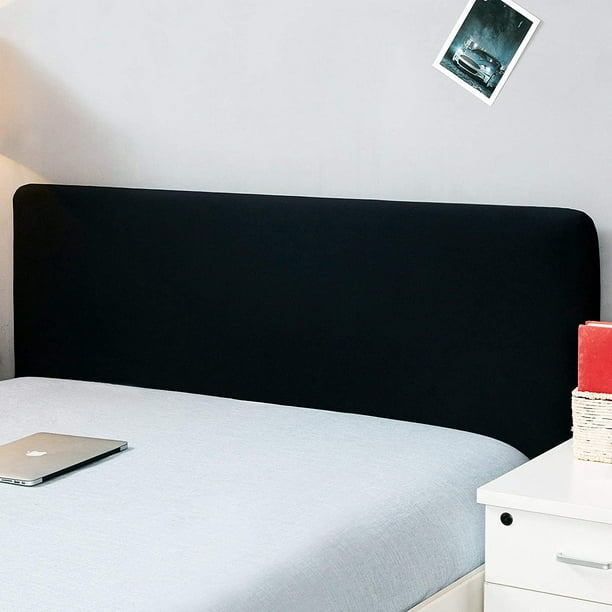 Bed Headboard Slipcover Protector Stretch Solid Color Dustproof Cover For Bedroom Decor Cal King Black Com Bed Headboard Slipcover Protector, Can You Wash King Furniture Covers