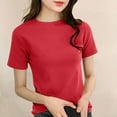 thumbnail image 2 of Summer Saving! Ashirexll Short Sleeve Shirts for Women, Summer Tops for Women, Women Solid-color V-neck Short-Sleeve Casual Top T-shirt, 2 of 3