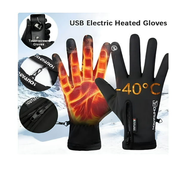 TELOLY 2026 New Heated Gloves for Men Women Usb Electric Touchscreen Warm Gloves for Motorcycle Skiing Skating Snow Hiking,Xl