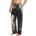 thumbnail image 2 of Yiaed Ruins Tiger Warrior Print Men's Lounge Pants, Loose PJ Bottoms, Long Pajama Pants for Men-Large, 2 of 5