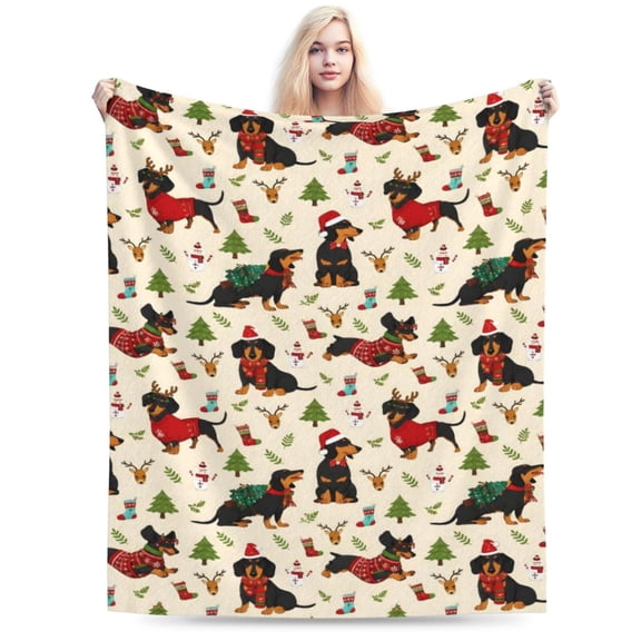 Cute Christmas Dogs Fleece Blanket - Warm & Cozy, Soft & Comfortable, Perfect for Women, Men & Pets 50x40
