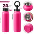 thumbnail image 5 of Hatisan 24 oz Insulated Water Bottle, Magnetic Stainless Steel Water Bottle, with Mobile Phone Holder Tripod, Hot for 12H, Cold for 24H(Rose Red), 5 of 8