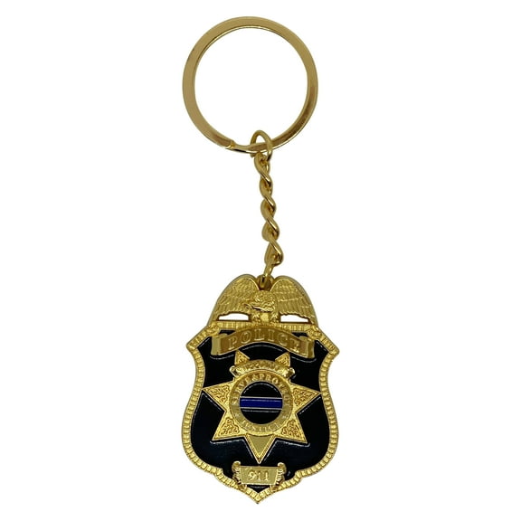Police Badge Support Gold Key Chain