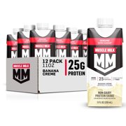Muscle Milk Genuine Protein Shake, Banana Crème, 11 Fl Oz Carton, 12 Pack, 25g Protein, Zero Sugar, Calcium, Vitamins A, C & D, 5g Fiber, Energizing Snack, Workout Recovery, Packaging May Vary