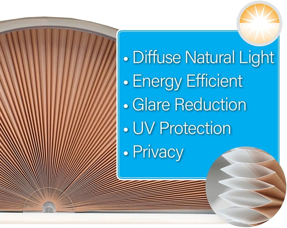 Redi Shade No Tools Original Arch Light Filtering Cellular Fabric Shade Natural, 72" W x 36" L