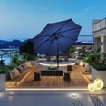 thumbnail image 3 of Solar LED 10FT Patio Umbrella – UV-Resistant Waterproof Outdoor Market Parasol with Crank Tilt, 8 Sturdy Ribs, for Pool, Garden, Backyard, Lawn – Color: Navy Blue, 3 of 7