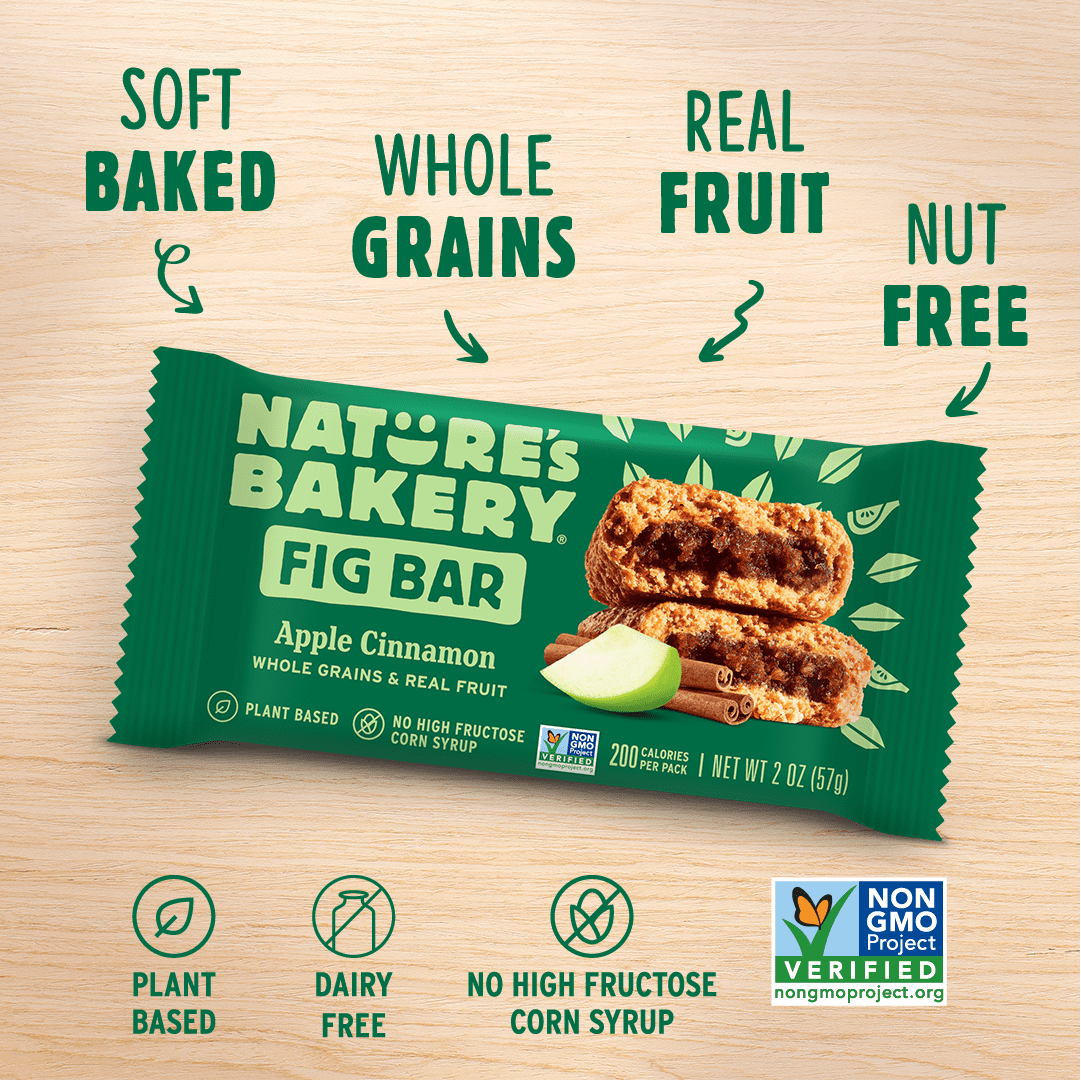 Nature's Bakery Whole Wheat Apple Cinnamon, 2 oz Snack Bars (36 Bars), Plant-Based, Vegan, Non-GMO