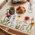 thumbnail image 3 of Placemat Set of 6 Blue Floral Leaf Placemats for Dining Table Yellow Red Flower Washable Table Mats for Kitchen and Party Decor Indoor & Outdoor Use, 3 of 8