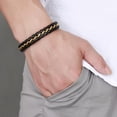thumbnail image 2 of Pulsera de cuero Yuyangstore Brazalete de pulsera trenzada para hombre Acero inoxidable, 2 of 8