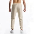 thumbnail image 4 of Wyobmus Men's Lightweight Sweatpants Elastic Wasit Jacquard Texture Lounge Pants Elastic Bottom Casual Jogging Pants With Pockets D-Khaki, 4 of 5