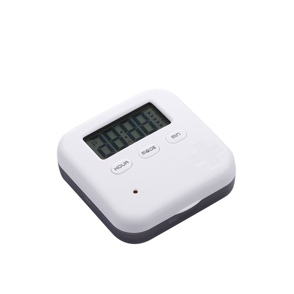 2pcs Pill Organizer,Portable Medicine Box Daily Medicine Organizer Box with Alarm Reminders-4 Compartment Medicine Pill Container Case