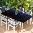 thumbnail image 2 of Navy Blue Black Ombre Table Cloths for 3 Foot Rectangle Tables, Modern Abstract Striped Gradient Patio Waterproof Elastic Fitted Tablecloths, Washable Rectangular Table Cover for Camping, 2 of 8