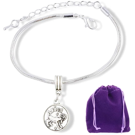 Emerald Park Jewelry Aries Astrology Sign Snake Chain Charm Bracelet