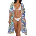 thumbnail image 3 of HELLHERO Cardigan Bathing Suit Cover Up for Summer Polyester Lightweight Long Kimono Swimsuit Cover Up Colorful Pattern, 3 of 6