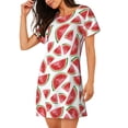 thumbnail image 2 of Balery Hand Drawn Watermelon Camisón de manga corta con cuello redondo para mujer, cómodo y elegante., 2 of 6