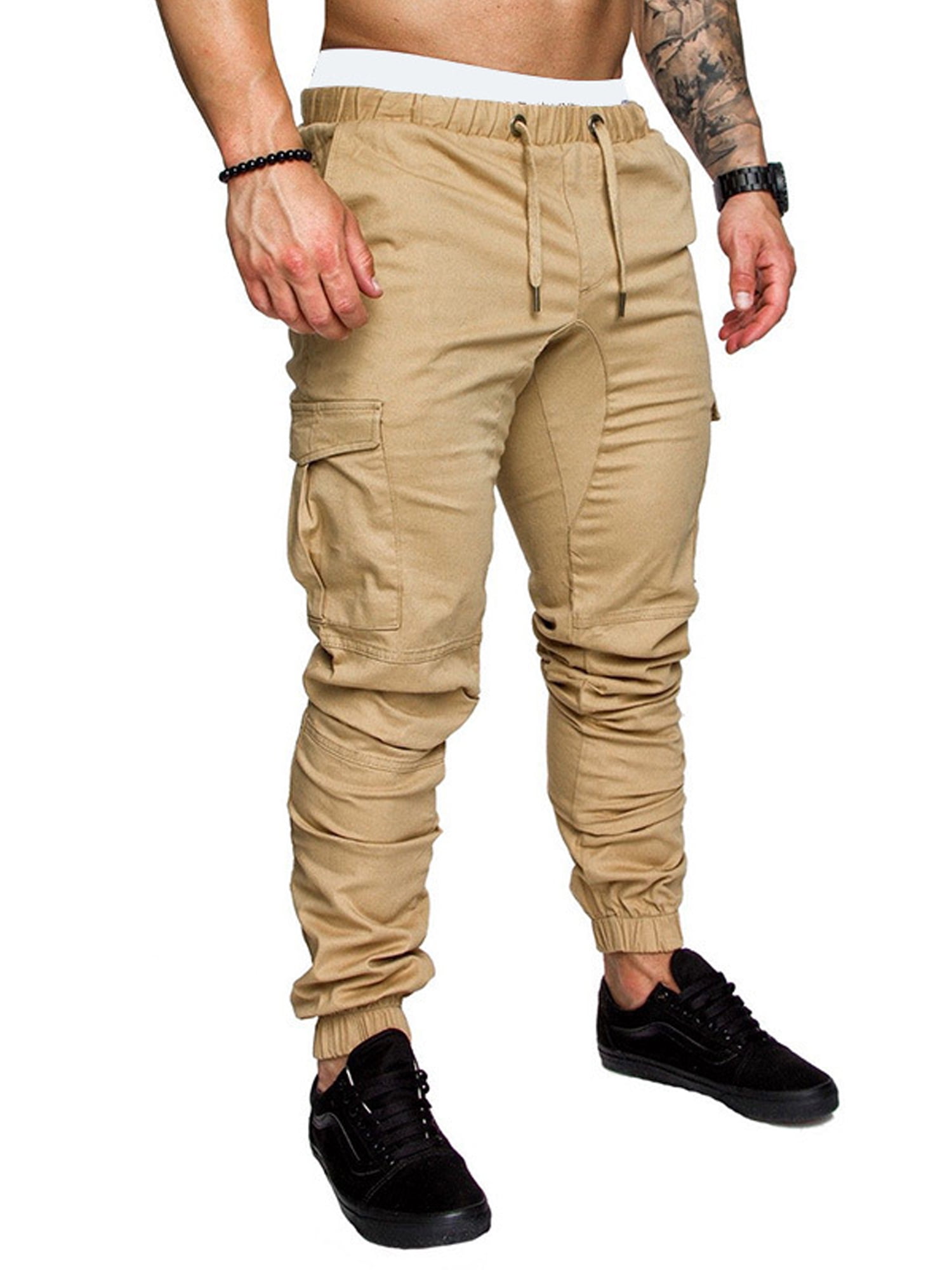 beige cargo trousers men's