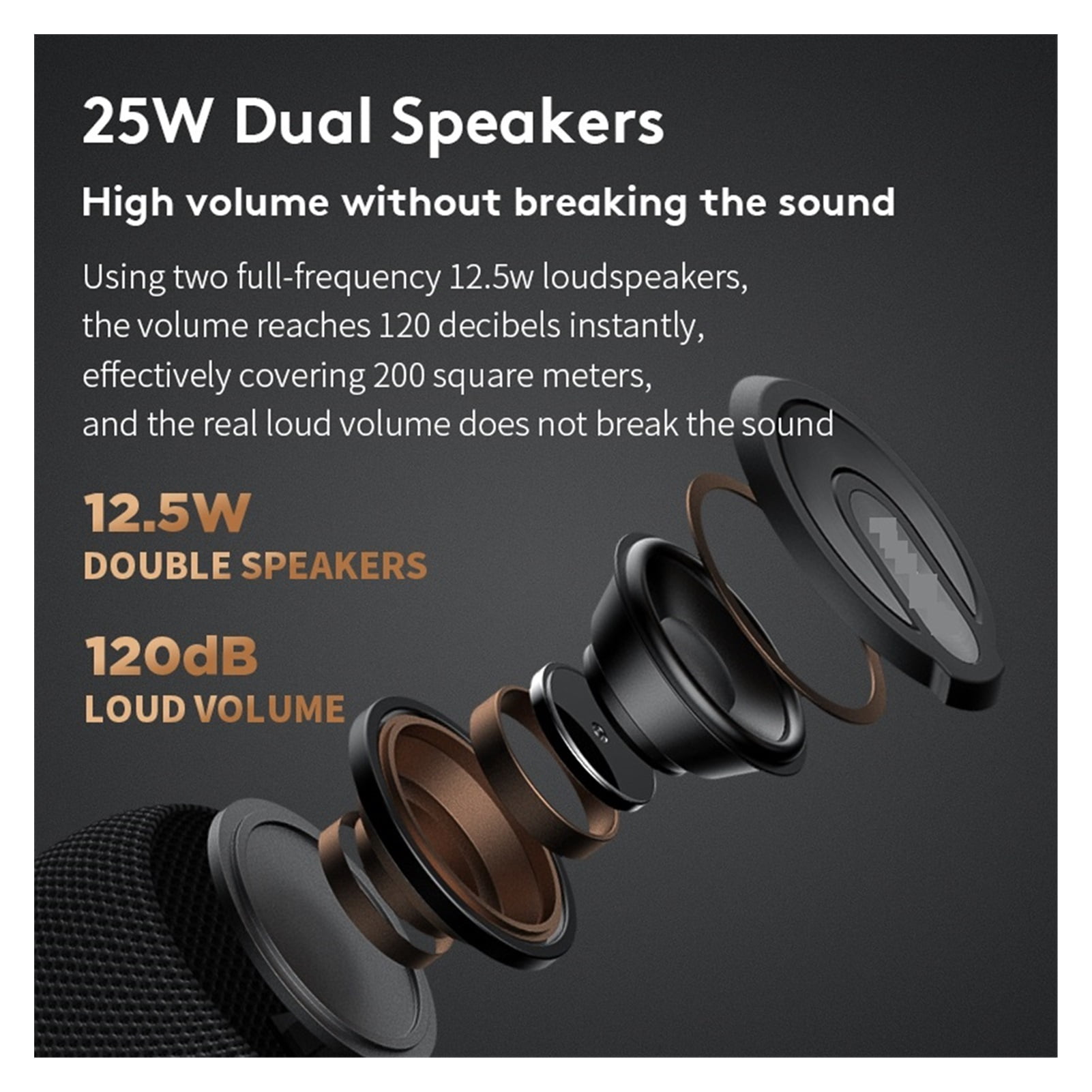25W Wireless Speaker Mini Portable Waterproof Wireless Bluetooth Speaker Bass Stereo Music Outdoor Travel Home Party Speaker ,Quality Sound