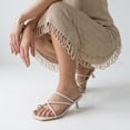 thumbnail image 3 of Cushionaire Maui Strappy Womens Sandals with Kitten Heels – Vegan Leather Square Toe Dress Sandals for Women with Dressy Metal Accent Toe Loop, 3 of 23