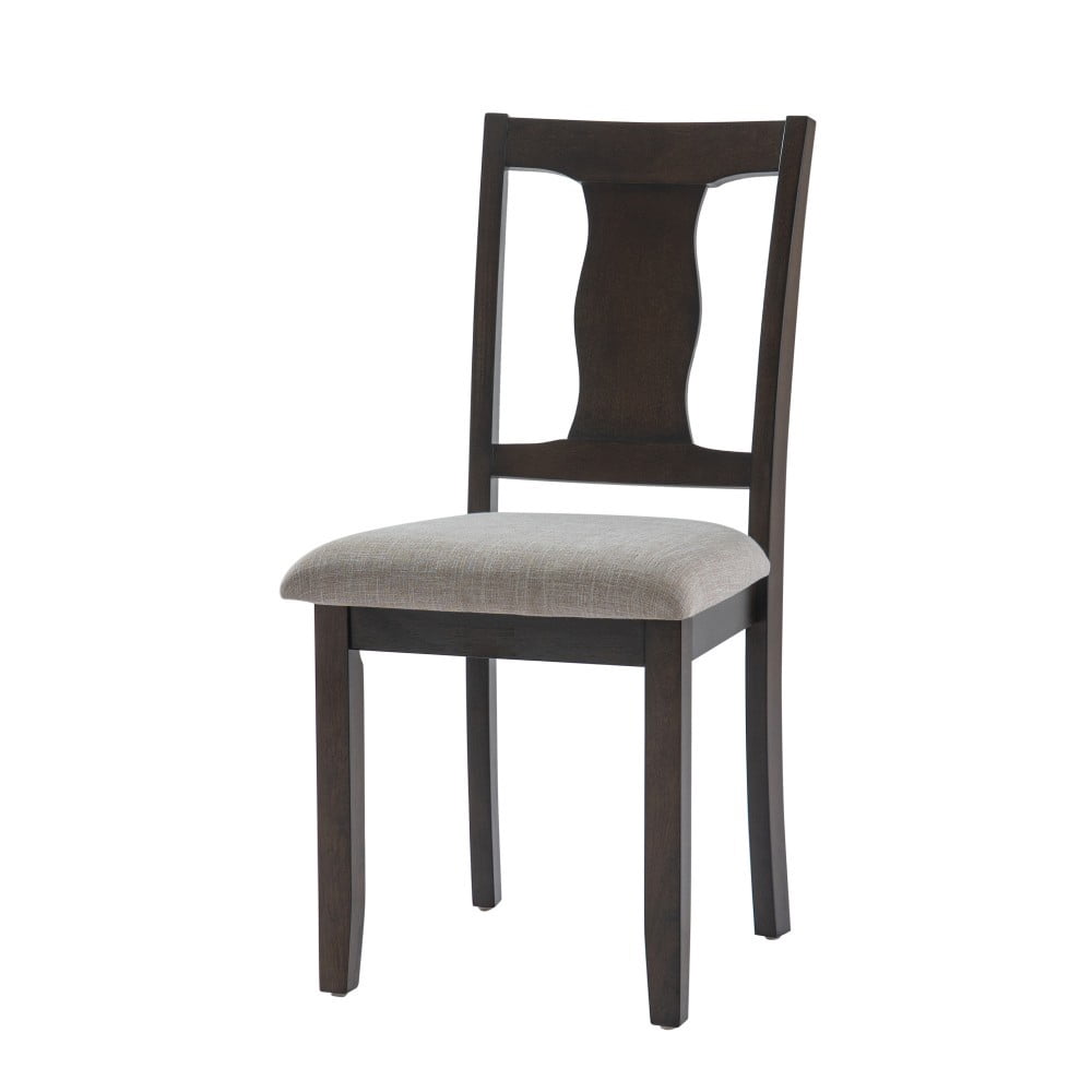 Dining Chairs Set of 2, Mid Century Modern Wood Chairs with Padded Upholstered Seats, High Backrest, Accent Kitchen Chairs, Espresso Beige