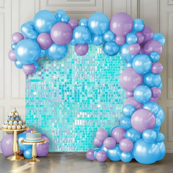 24pcs Blue Silver Sequin Shimmer Wall Panels for Wedding Anniversary