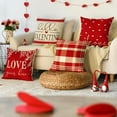 thumbnail image 2 of Valentine''s Day Red and White Love Throw Pillow Covers, 18 x 18 Inch Hello Valentine Plaid Wedding Cushion Case Decoration for Sofa Couch Set of 4, 2 of 6