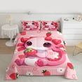 thumbnail image 2 of Homewish Kawaii Axolotl Bedding Comforter Set,Red Cute Strawberry Twin Comforter Sets,White Cartoon Daisy Flower Bedding Set For Girls Kids,Breathable Home Decor Reversible,2pcs, 2 of 8