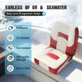 thumbnail image 4 of Kojem Boat Seat Low Back Folding Fishing White+Red Seat Captain Chair Foam Padding, 4 of 10