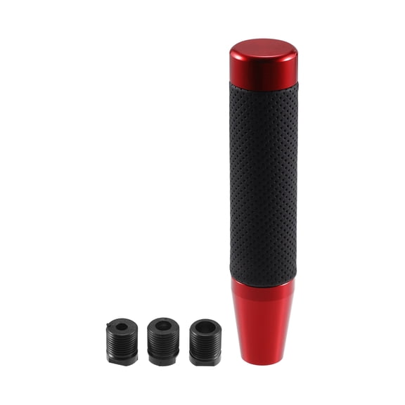Unique Bargains 18cm Gear Shift Knob Aluminum Alloy Cylinder for Automatic and Manual Vehicle with 3 Adapter Red 1 Set