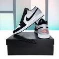 thumbnail image 1 of Ni-k-e Air Jordan 1 Low SE White Black Matte Silver Shoes HF3148-106 Mens Size NEW, 1 of 6