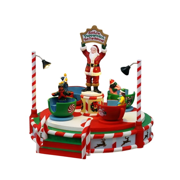 LEMAX Santa's Peppermint Teacup Spinner, Battery-Operated(4.5V) #54446