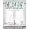 thumbnail image 2 of Teal Brown Flowers Linen Curtain Valance for Bedroom/Bathroom/Kitchen/Office/Living/Dining Room Window,Watercolor Spring Floral Botanical Rod Pocket Topper Decorative Cafe Drapes Panel 54"x18", 2 of 6