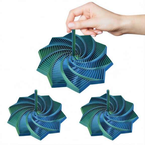 CYFW 3Pcs Sensory Fidget Star Laser Blue-Green Birthday and Holiday Edition,3D Printed Fidgets Spiral Tower,Crisp Sound Sensory Items for Stress Relief,Holiday Decor and Gift Ideas