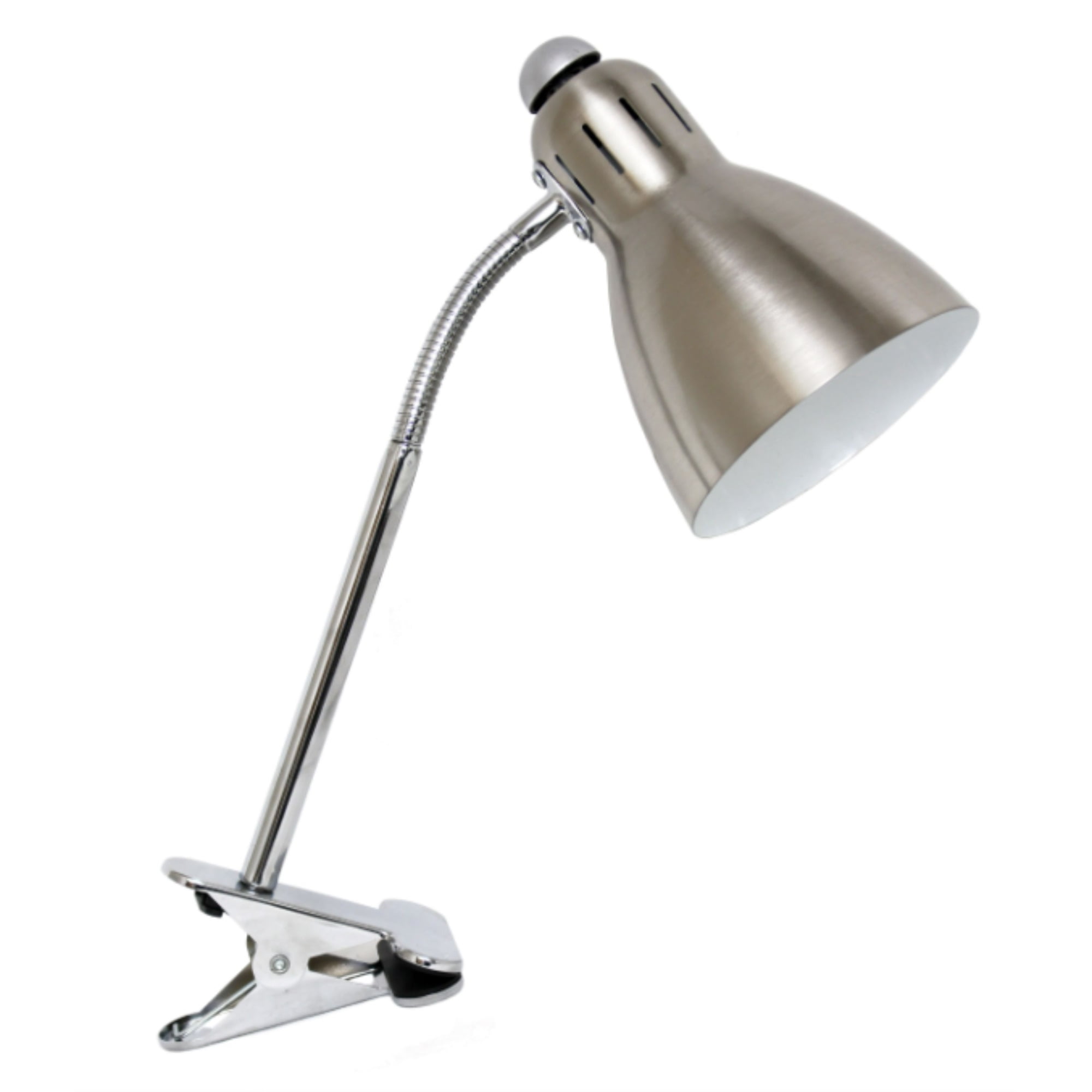 Simple Designs Adjustable Clip Light Desk Lamp, Brushed Nickel 