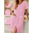 thumbnail image 6 of Avidlove Nightgowns for Women Button Down Bamboo Viscose Nightshirts Short Sleeve Sleepshirt Crew Neck House Dress with Pockets Sleepwear, 6 of 7