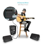 PYLE PPHP898MX - Bluetooth PA Speaker & Amplifier Mixer System Kit - Dual Loudspeakers, 8-Ch. Audio Mixer, MP3/USB Reader, +48V Mic Phantom Power