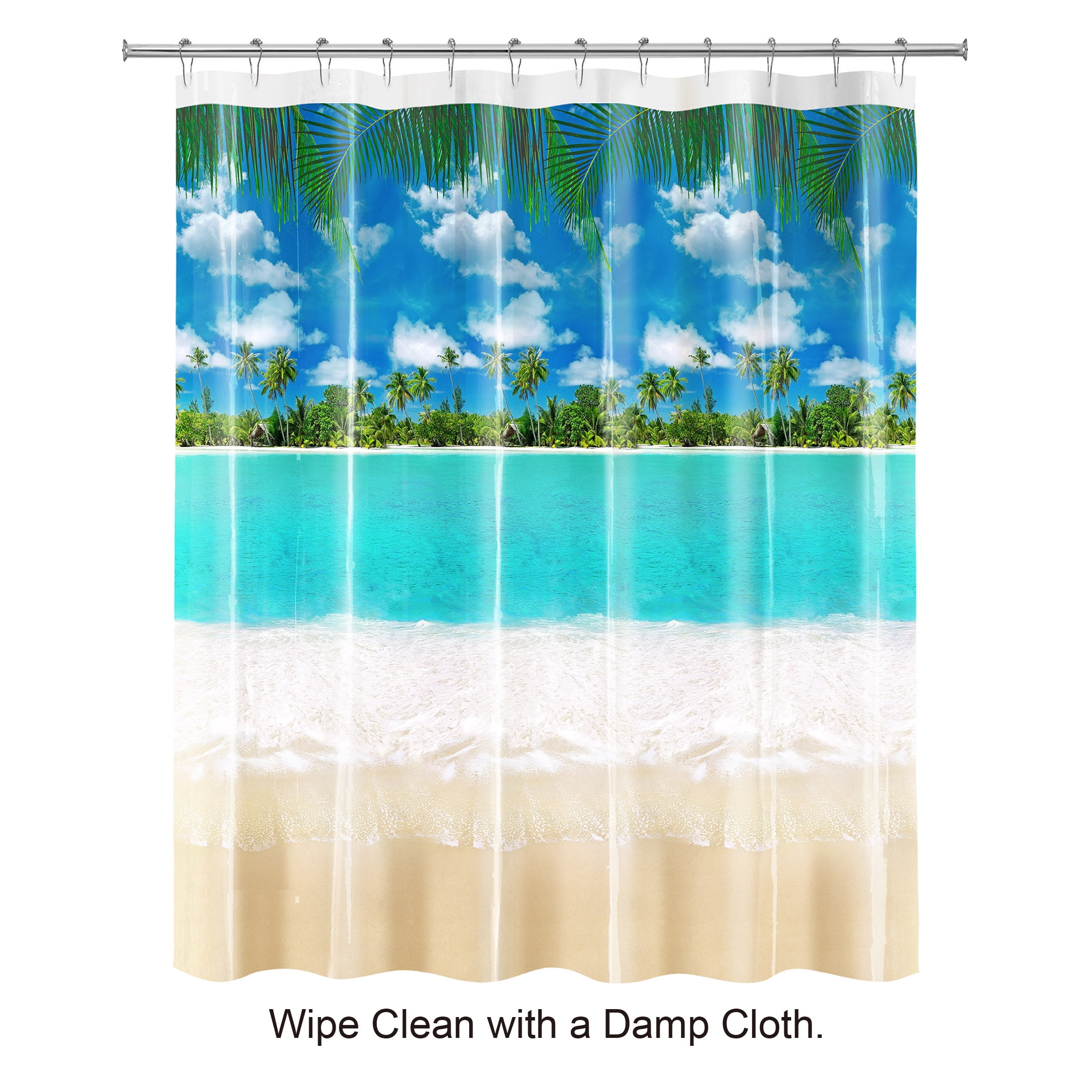 Mainstays Photoreal Beach PEVA Shower Curtain, 70" x 71"