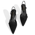 thumbnail image 3 of RONILURN Women's Pointed Toe Low Heel Pumps Closed Toe Rhinestone Ankle Strap Bowknot Comfort Bridal Wedding Party Dress Shoes, 3 of 9
