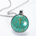 thumbnail image 2 of Cross Glass Design Circular Pendant Women's Necklace, 2 of 5