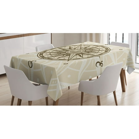 

Compass Tablecloth Sun Motifs Backdrop with Sepia Windrose Directions East West North South Navigation Rectangular Table Cover for Dining Room Kitchen 60 X 90 Inches Sepia Tan by Ambesonne