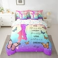 thumbnail image 2 of Homewish Girly Dreamy Dance Bedding Comforter Set 7 Pieces for Kids Adults Teens,Cheer Team Cheerleading Full Bedding Set Lightweight,Flying Butterflies Fitted Sheet Flat Sheet,Breathable Home Decor, 2 of 8