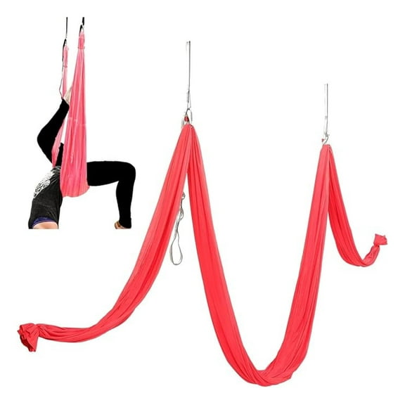 Aerial Yoga Silk - 6.56 Yards - Red Hammock Set with Straps & Carabiners