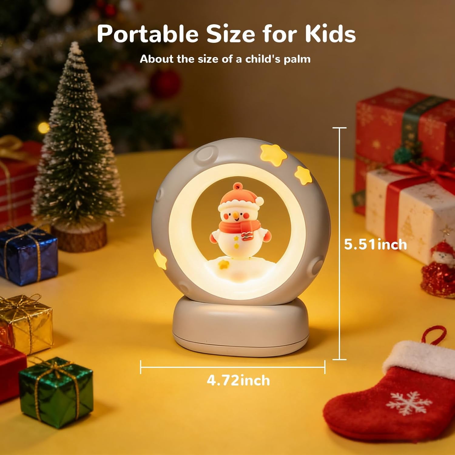 Space Christmas Night Light for Kids Baby, Cute Christmas Tree Nursery Lamp with Touch Sensor, Dimmable Rechargeable Bedside Light, Christmas Gifts for Boys Girls