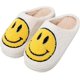 thumbnail image 1 of ZHAOCHENG Pantuflas con cara sonriente para mujer y hombre, pantuflas de casa estilo retro, cómodas, cálidas y esponjosas, para el invierno, para interiores, talla S, color blanco, 1 of 4