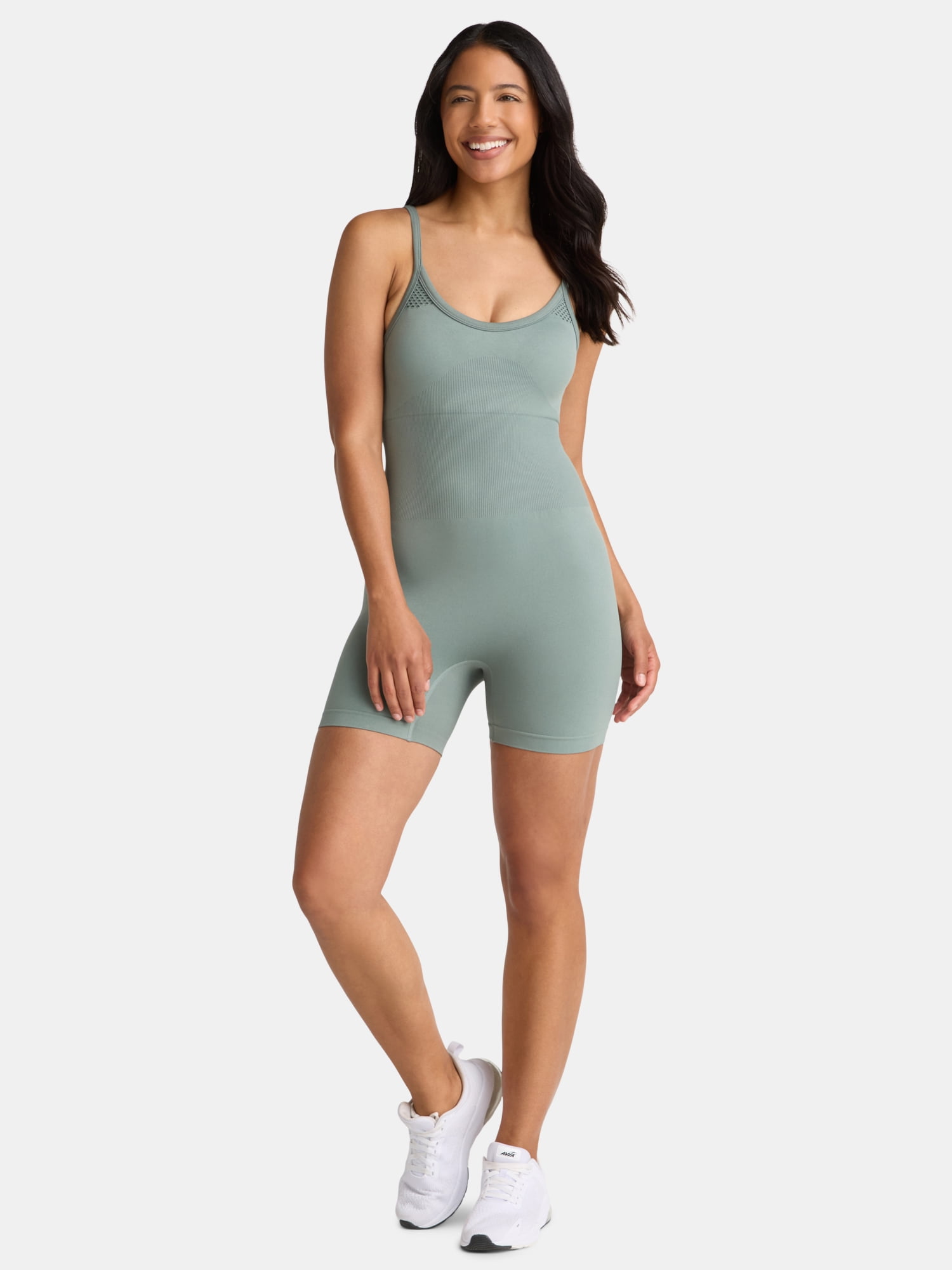 Avia Women's Seamless Body Mapping Mesh Romper, Sizes XS-XXXL
