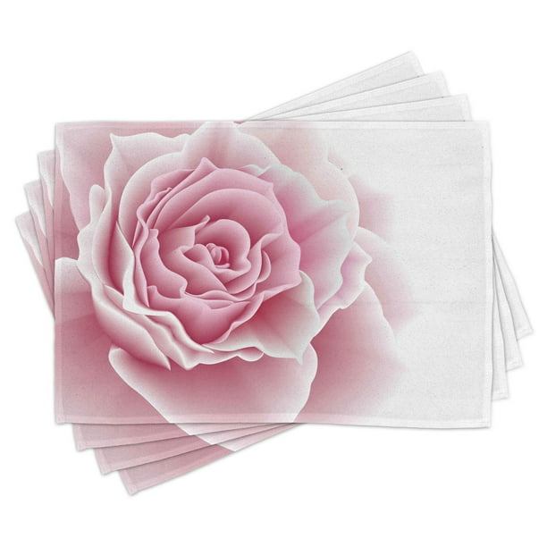Light Pink Placemats Set of 4 Romantic Rose Petals Beauty Bouquet