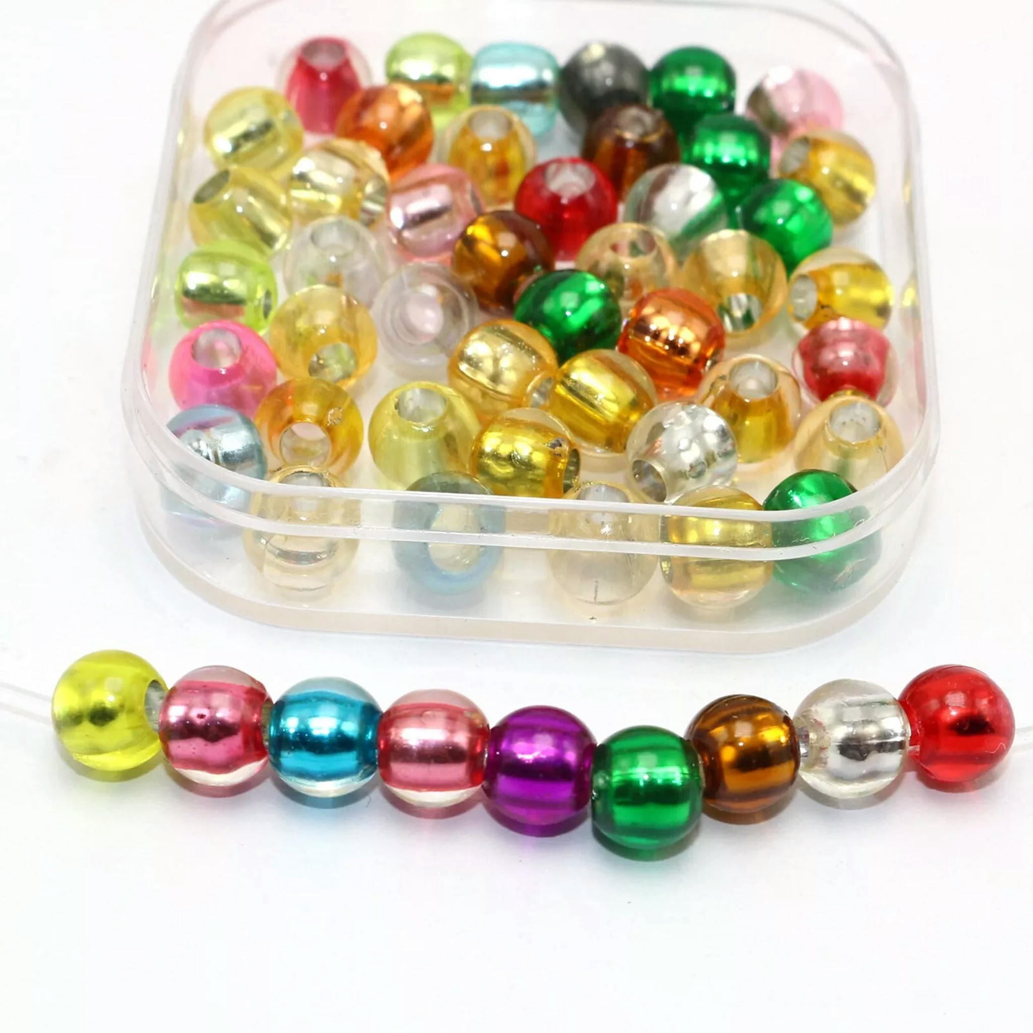EOEMY 1000 Mixed Color Silver Foil Pony Barrel Beads 8X6mm Kandi Bracelet Wholesales