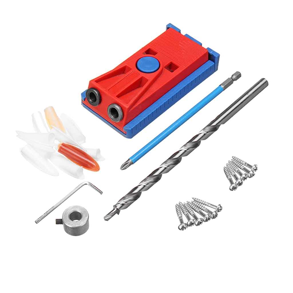 Woodworking Hole Jig Kit Mini Style Pocket Hole Jig Kit for Wood Working Step Drill Bit Set for Industrial Home Impprovement