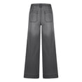 thumbnail image 6 of Miluxas Wide Leg Jeans for Women Trendy High Rise Loose Fit Jeans Casual Denim Pants with Pockets Solid Casual Streetwear Gray, 6 of 8