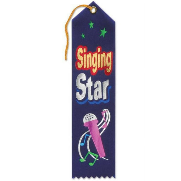 Beistle 2" x 8" Singing Star Award Ribbon; Dark Blue 9/Pack AR063