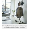 thumbnail image 2 of Yamazaki Home Coat Rack with Hat Storage, Black, Steel + Wood, 2 of 7